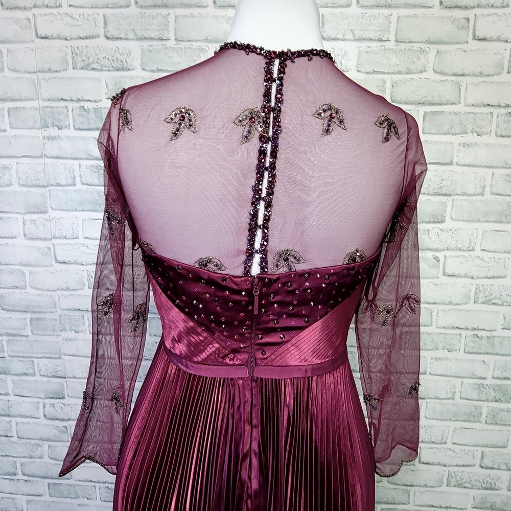 Ted Baker 4/L‎ Limited Edition Purple Pleated Formal Gown Beaded Long Sleeve - Picture 16 of 16